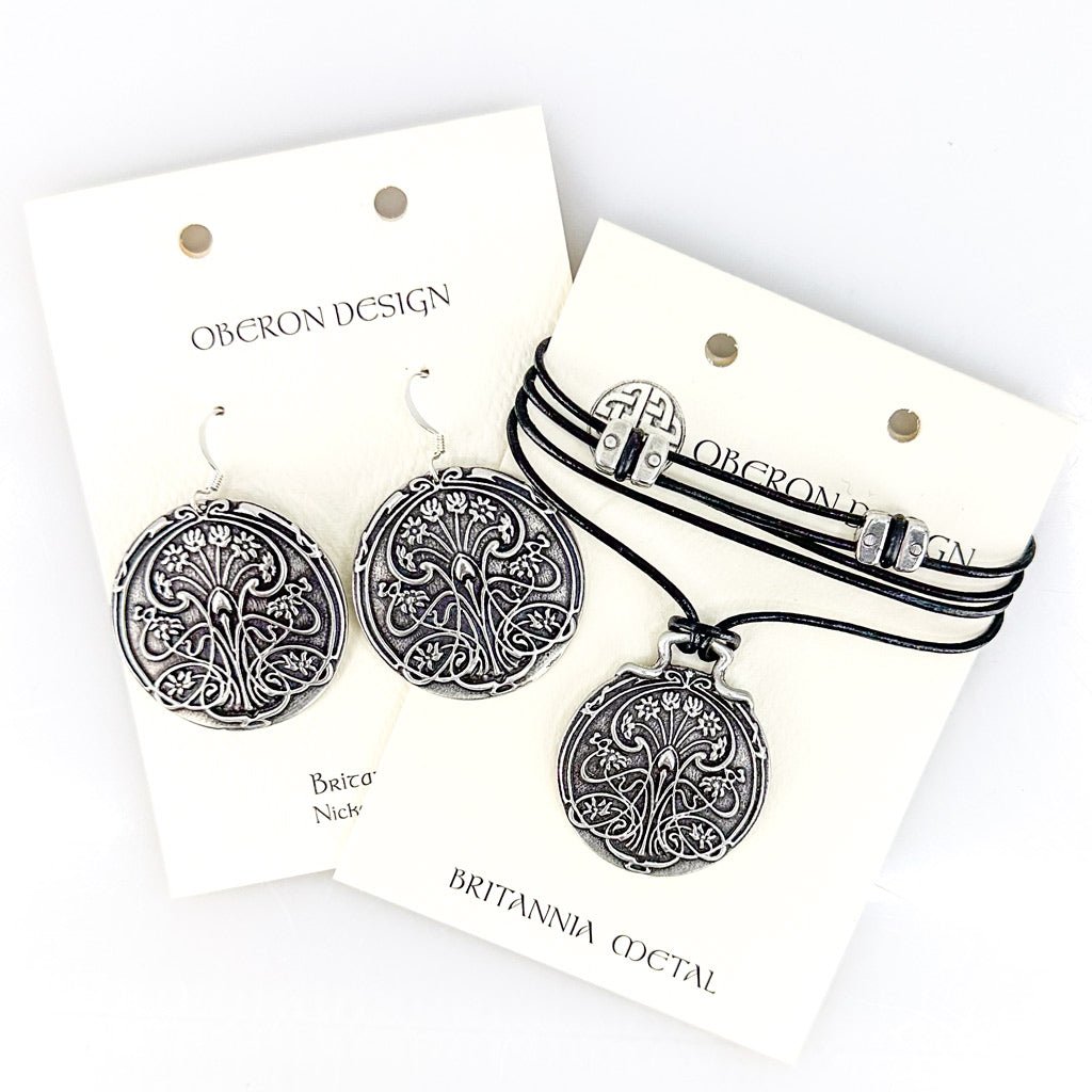 lily and white jewelry Oberon Design Hand-Cast Jewelry Set, Pond Lily Necklace & Earrings
