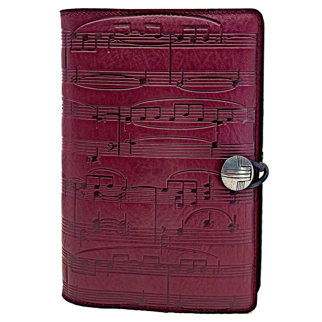 Oberon Design Large Refillable Leather Notebook Cover, Sheet Music, WIne