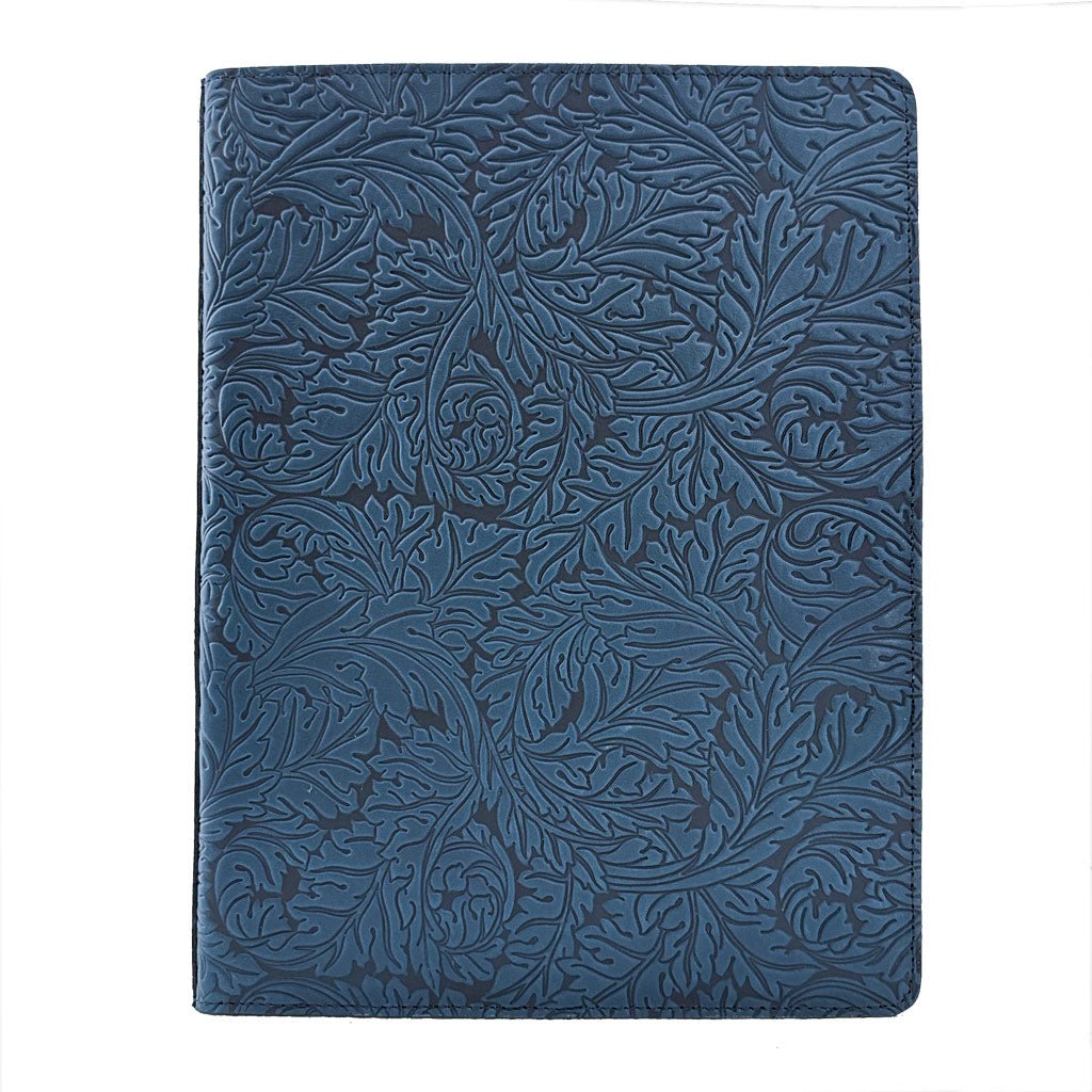 Oberon Design Large Leather Notebook Portfolio, Acanthus in Navy