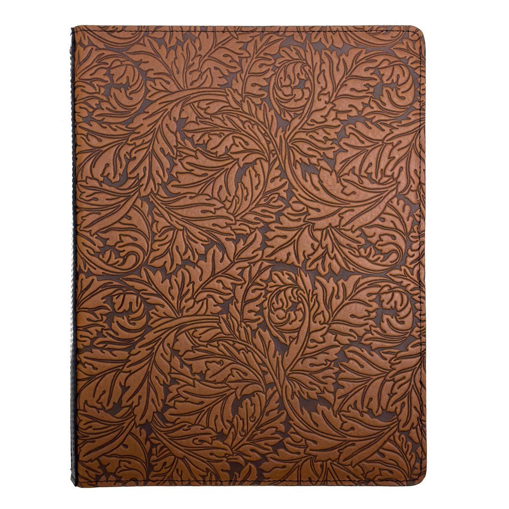 Oberon Design Large Leather Notebook Portfolio, Acanthus in Navy