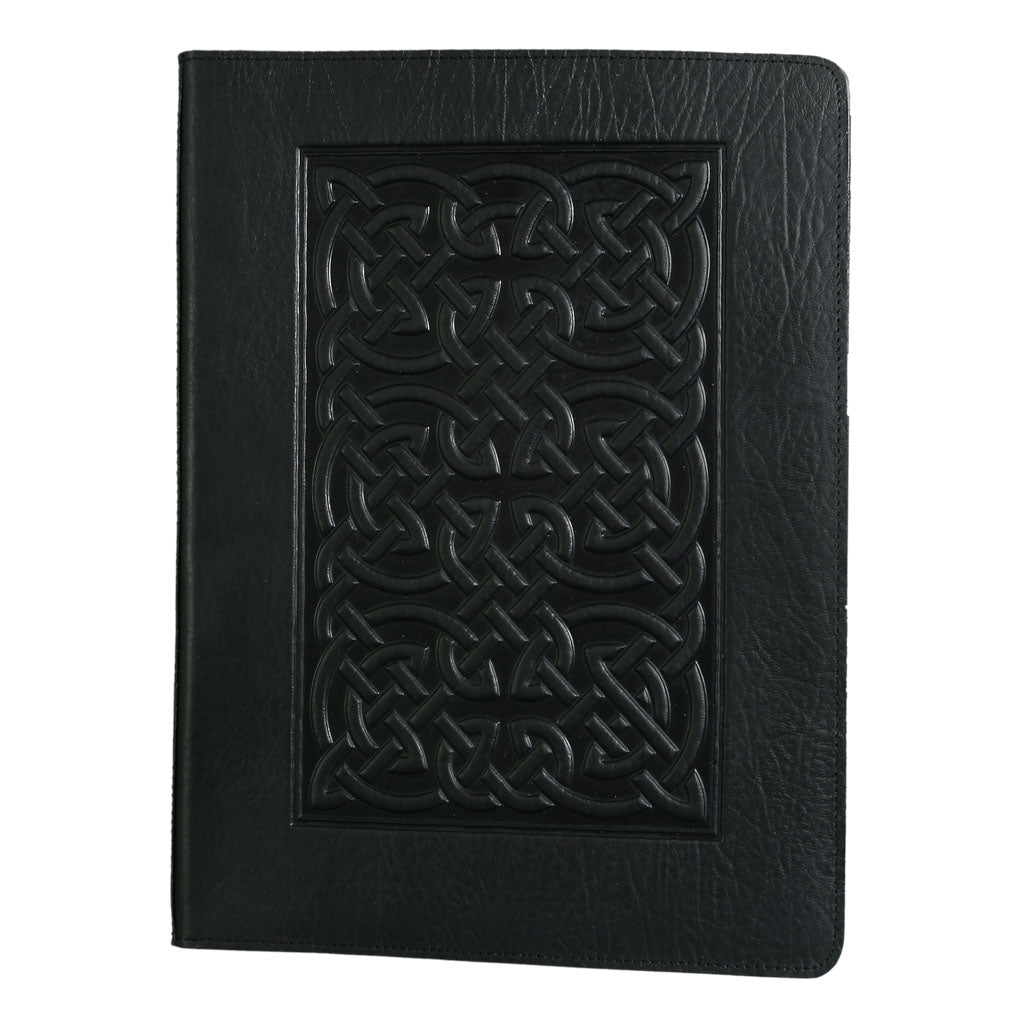 Oberon Design Large Leather Notebook Portfolio, Bold Celtic