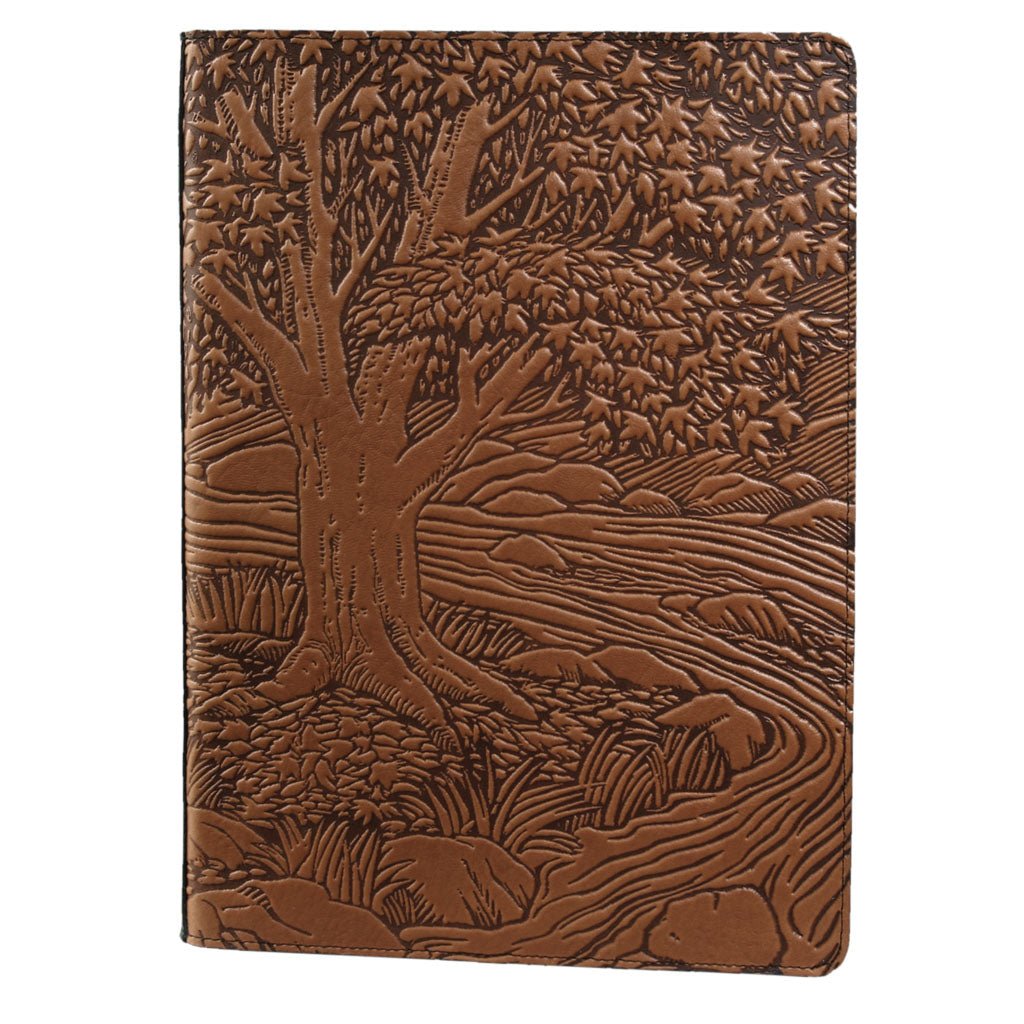 Oberon Design Large Leather Notebook Portfolio, Creekbed Maple, Saddle