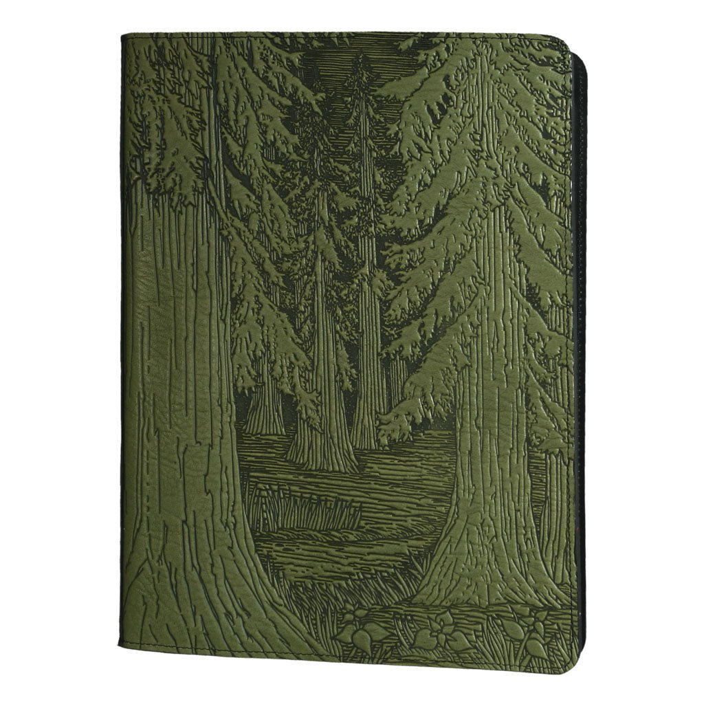 Oberon Design Large Leather Notebook Portfolio, Forest, Fern