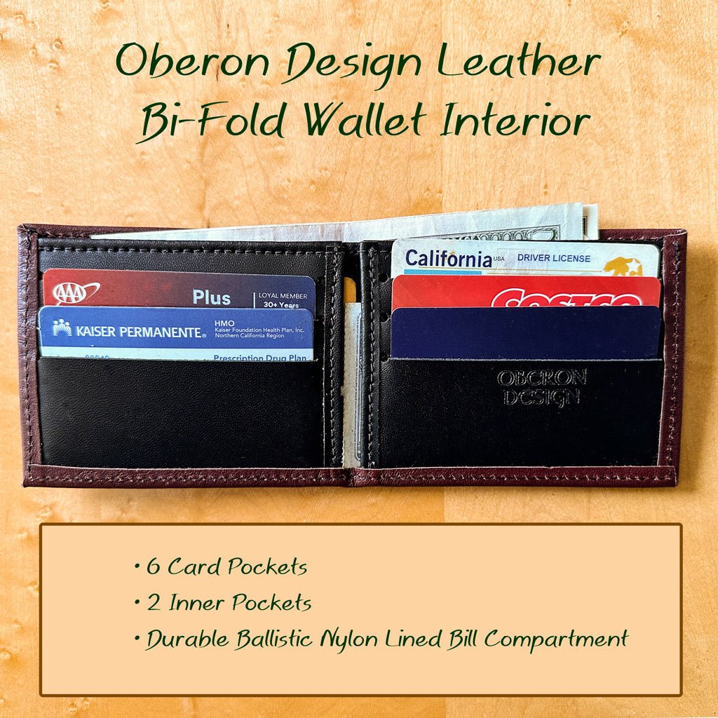 Oberon Design Leather Bi-Fold Wallet Interior Details