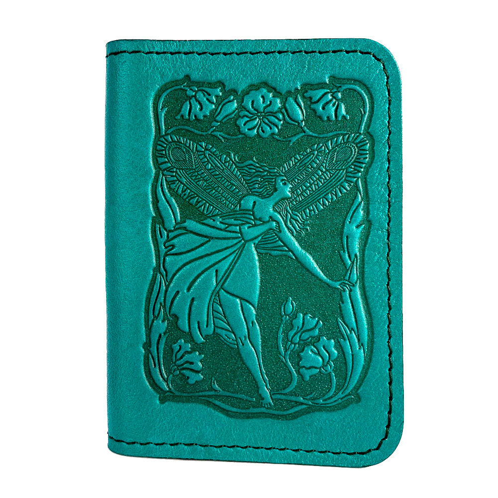 Oberon Design Leather Business Card Holder, Mini Wallet, Flower Fairy, Orchid
