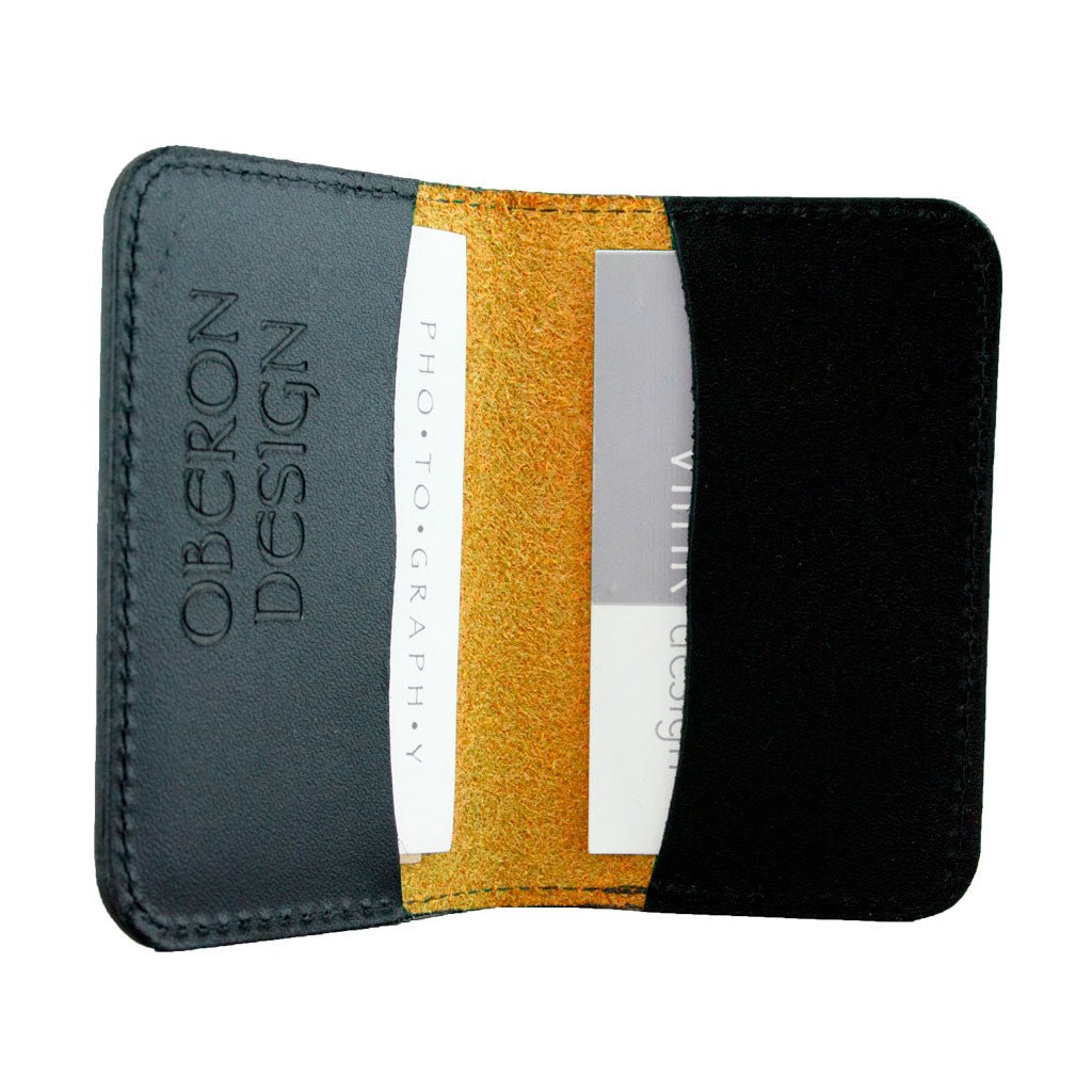 Oberon Design Leather Business Card Holder, Mini Wallet, Marigold Interior