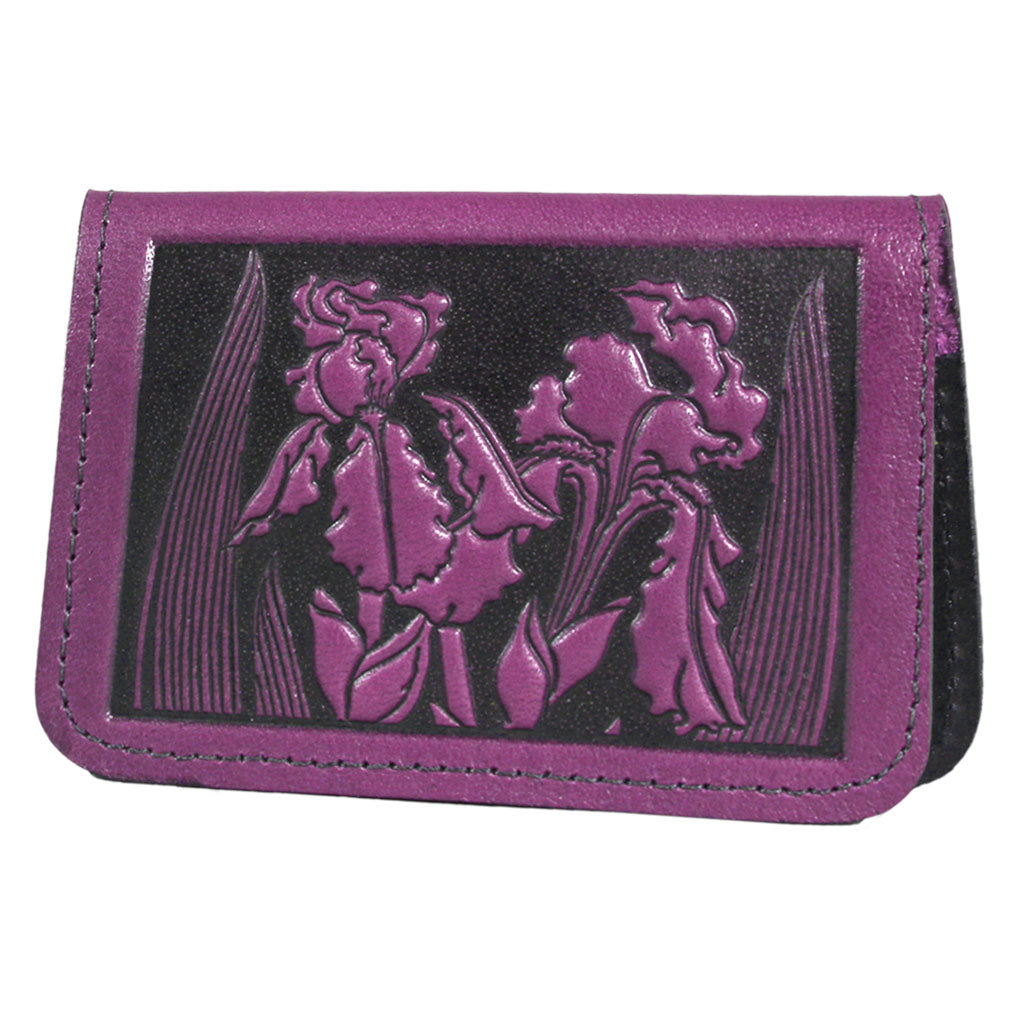 Oberon Design Leather Business Card Holder, Mini Wallet, Iris, Orchid
