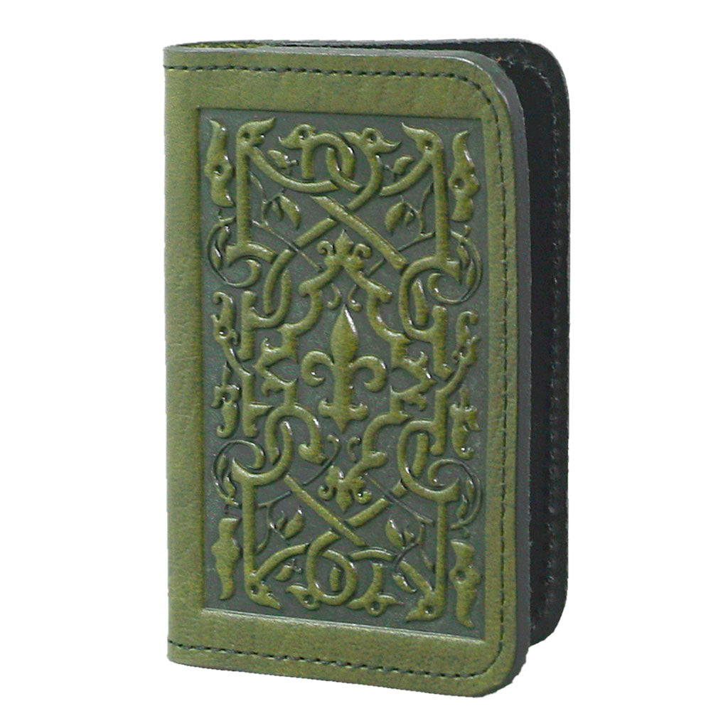 Oberon Design Leather Business Card Holder, Mini Wallet, The Medici, Black