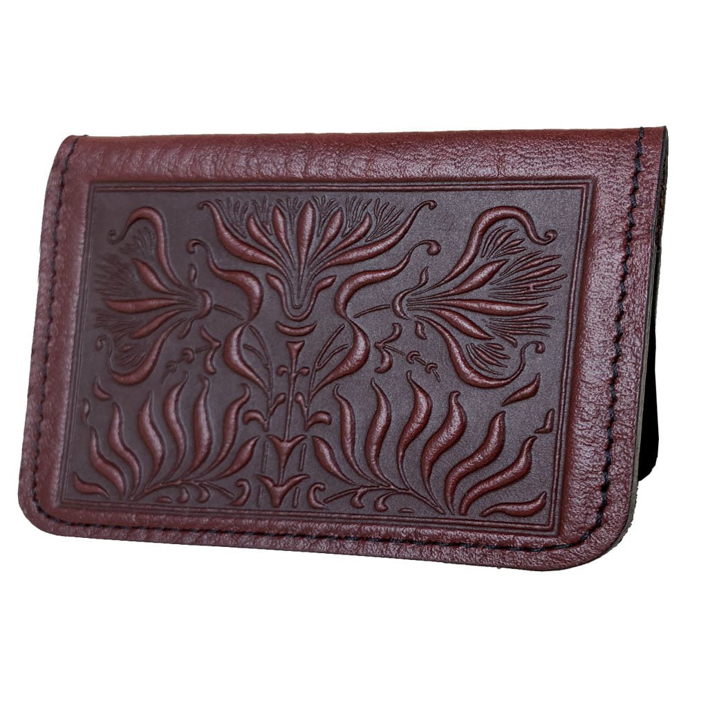 Oberon Design Leather Bi-Fold Women's Wallet, Acanthus Leaf Saddle