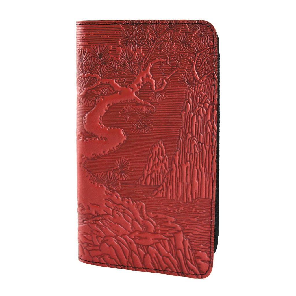 Oberon Design Leather Checkbook Cover, River Garden, Red