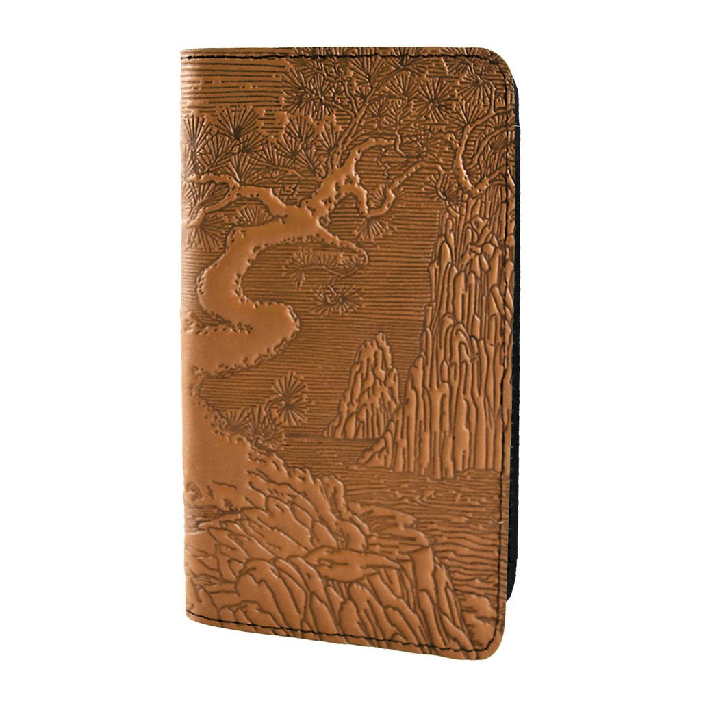 Oberon Design Leather Checkbook Cover, River Garden, Red