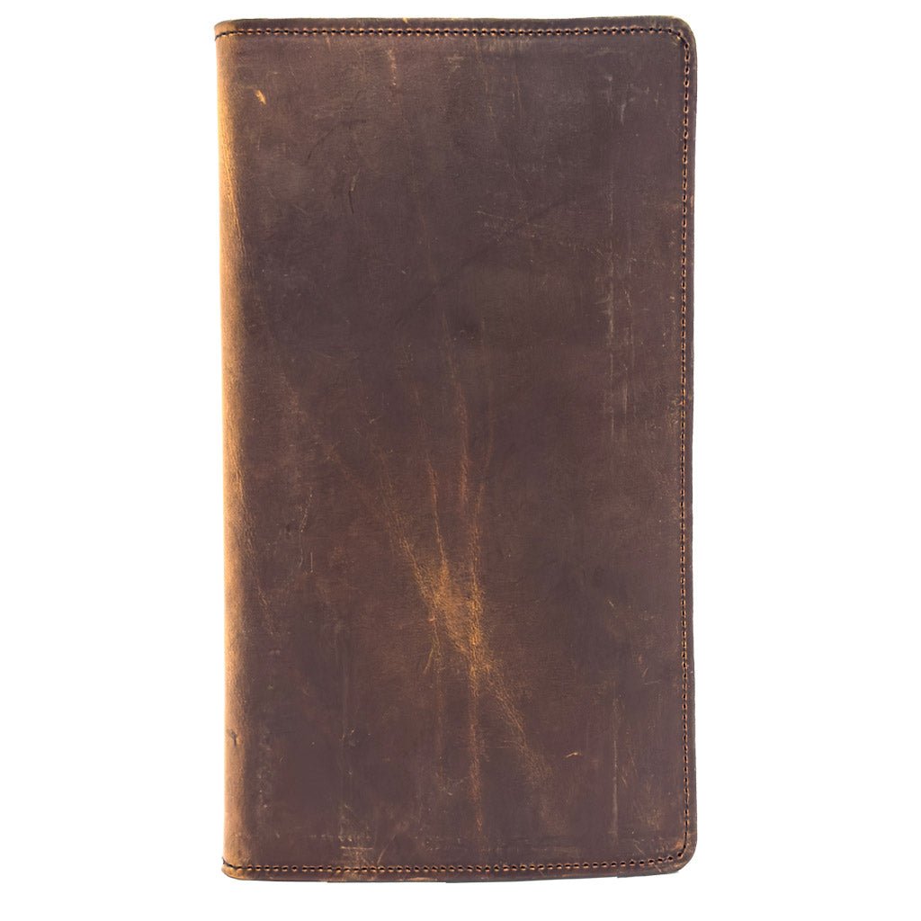 Leather Checkbook Cover, Limited Edition Rustic Hard Times in Copper