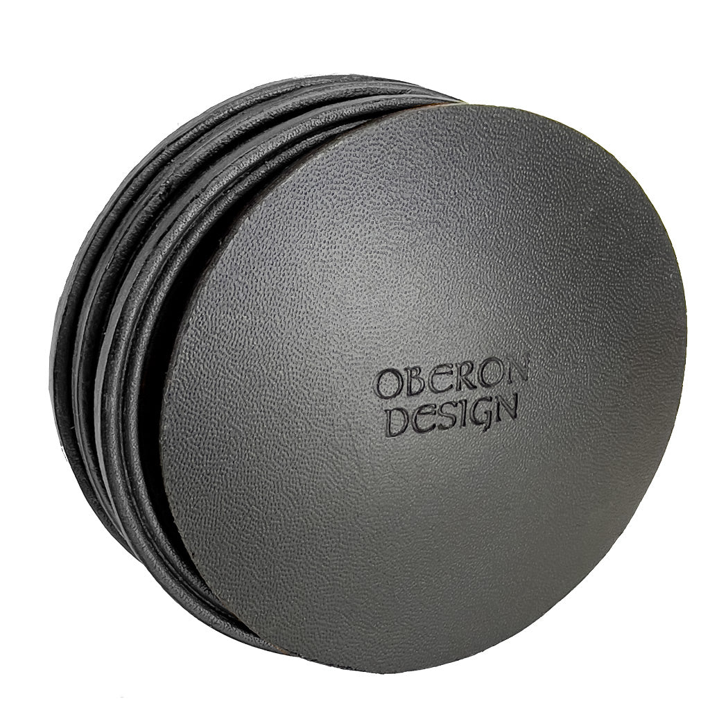 Oberon Design Leather Costers Back View