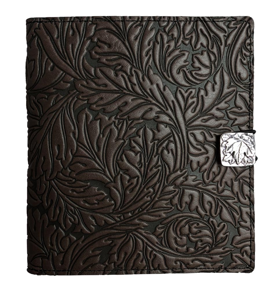 Oberon Design Leather Cover for Kindle Oasis, Acanthus Leaf in Chocolate