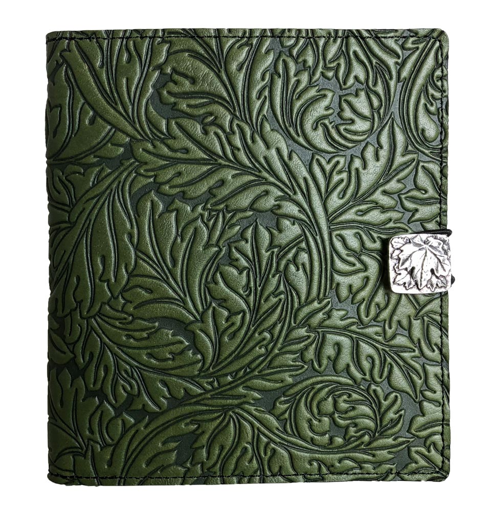 Oberon Design Leather Cover for Kindle Oasis, Acanthus Leaf in Fern