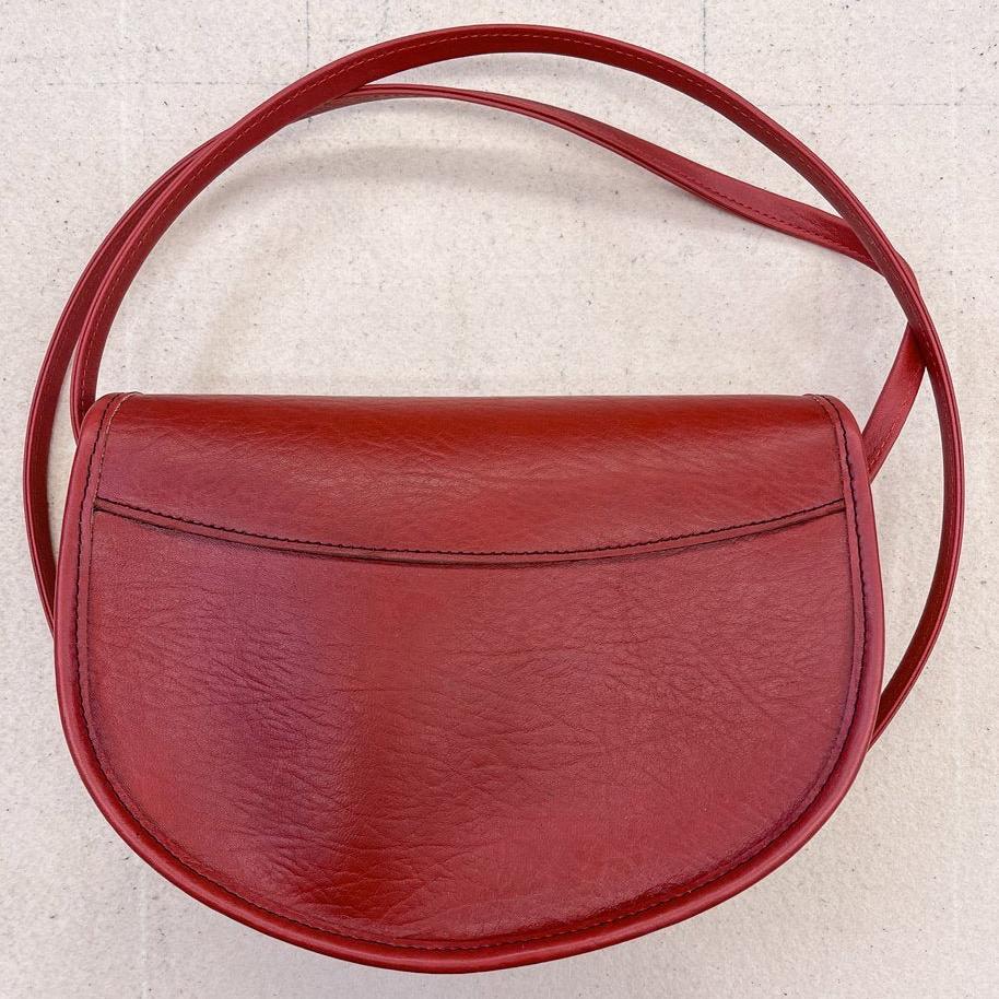 Oberon Design Leather Women&#39;s Crossbody Handbag, Art Nouveau Lila, Red, Back