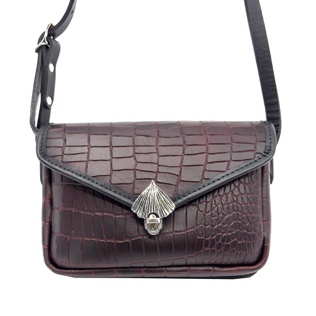 Becca Cell Phone Handbag, Burgundy Alligator, Ginkgo