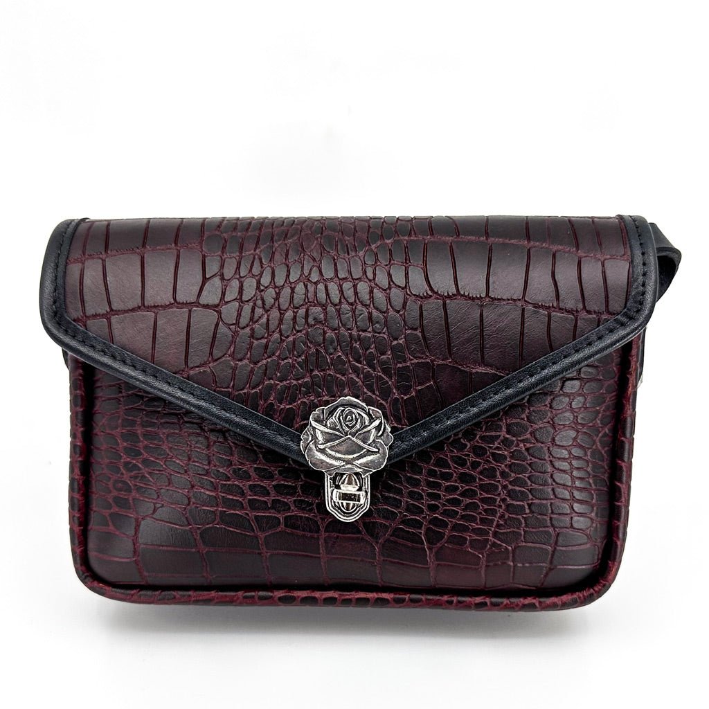 Becca Cell Phone Handbag, Burgundy Alligator
