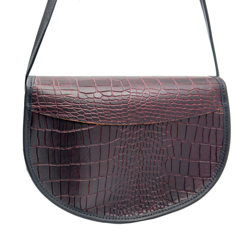 Limited Edition Leather Handbag, Large Lilah in Burgundy Alligator