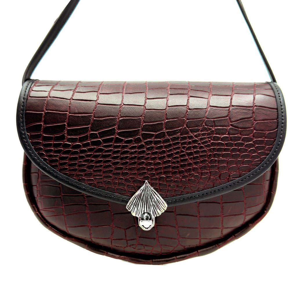 Large Lilah Crossbody Burgundy Alligator Ginkgo Closure