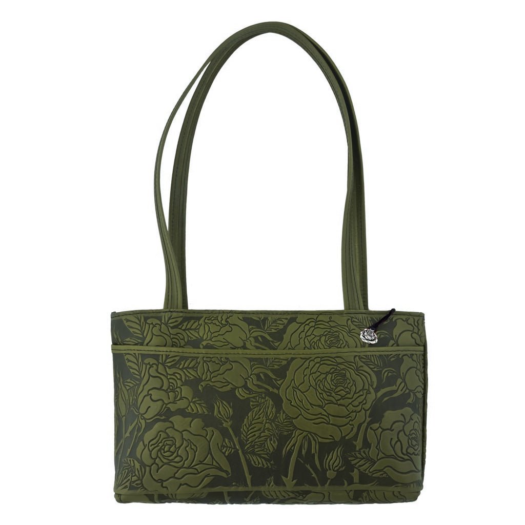 Oberon Design Leather Women&#39;s Handbag, Wild Rose Streamline, Fern