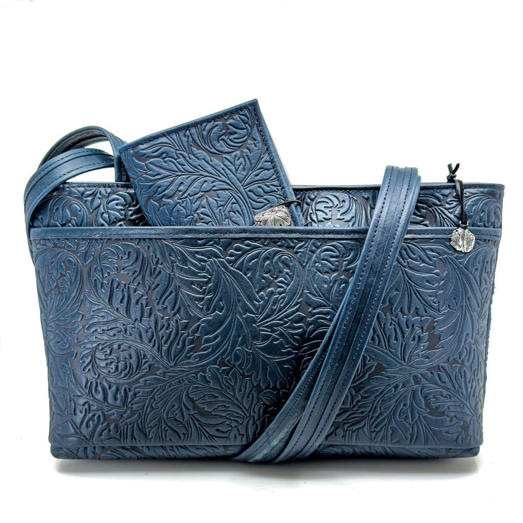 Oberon Design Leather Women&#39;s Handbag, Acanthus Streamline with Matching Wallet