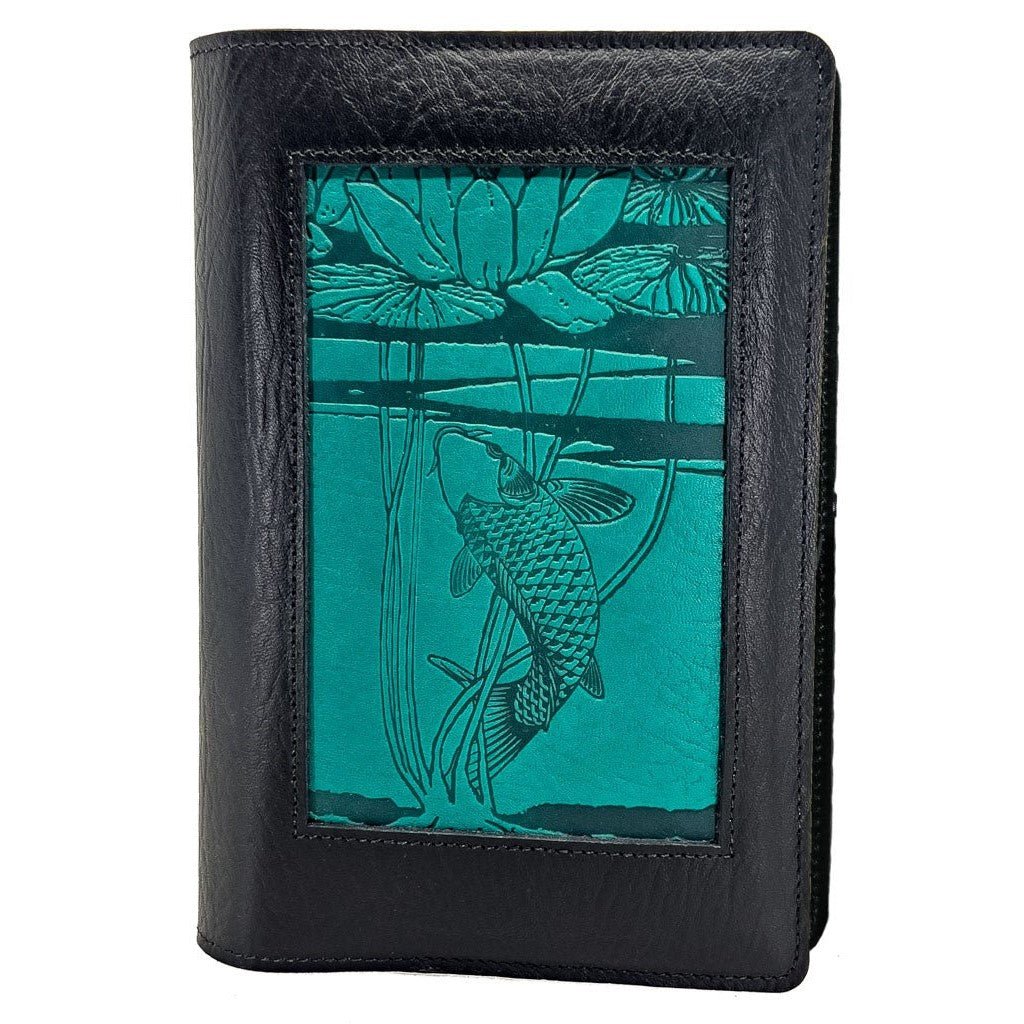 Oberon Design leather icon journal water lily koi