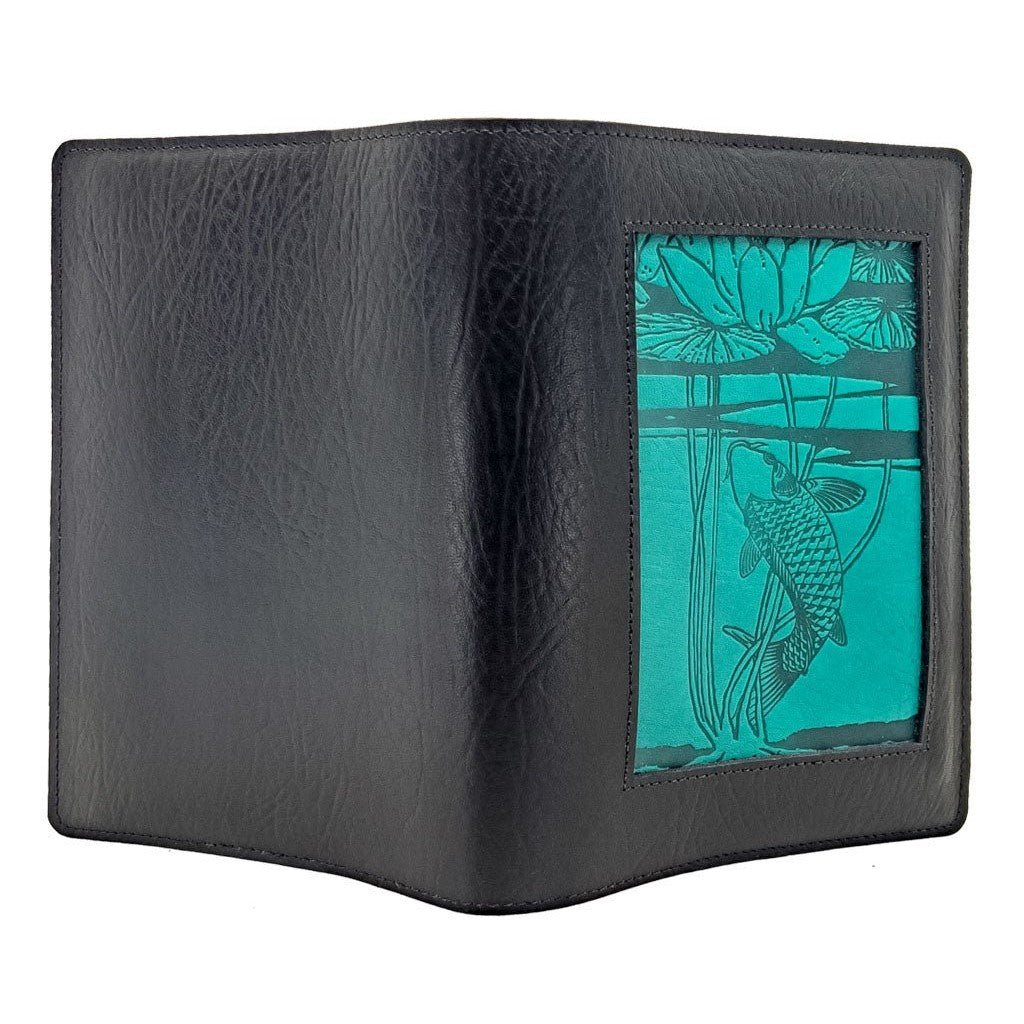 Oberon Design leather icon journal water lily koi