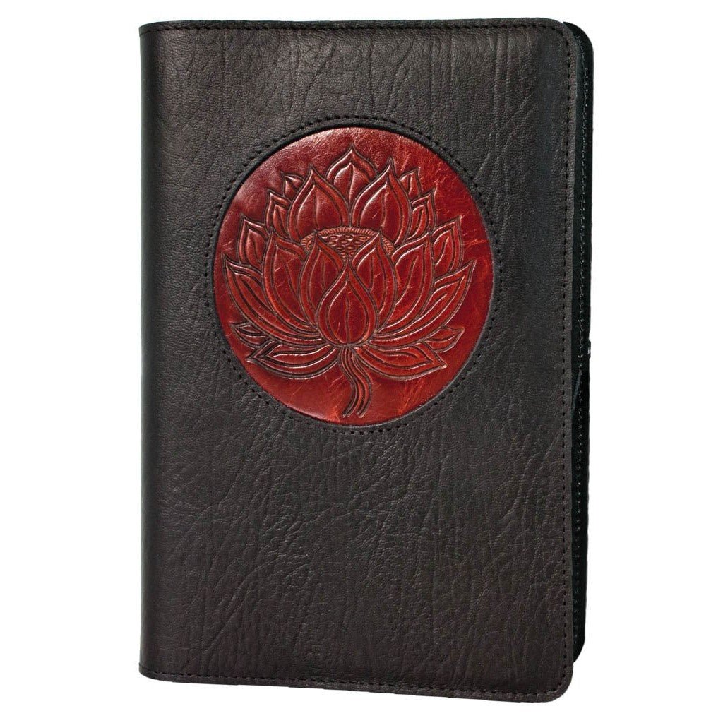 Oberon Design Leather Refillable Icon Journal Cover, Lotus Flower