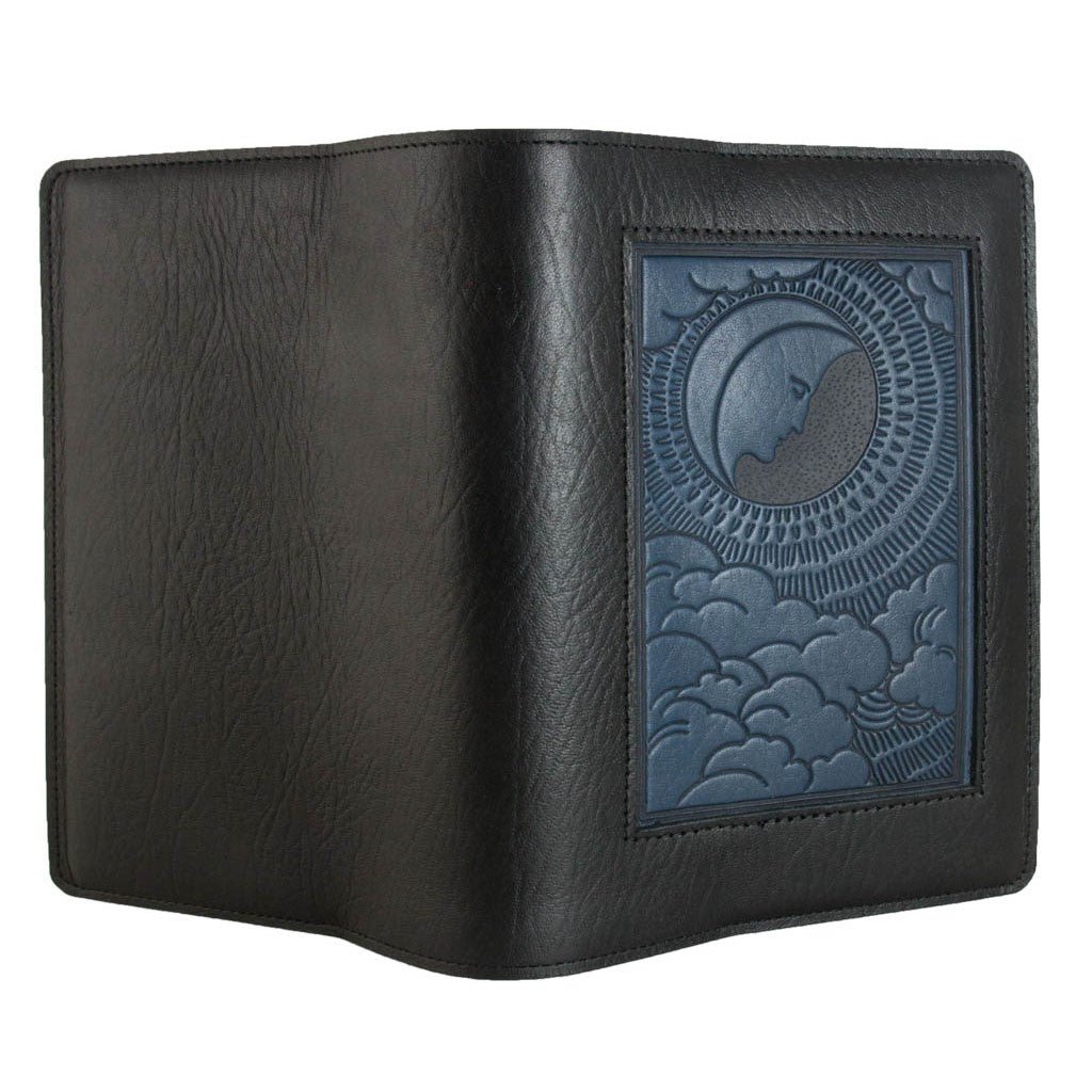 Oberon Design Leather Refillable Icon Journal Cover, Moon, Open