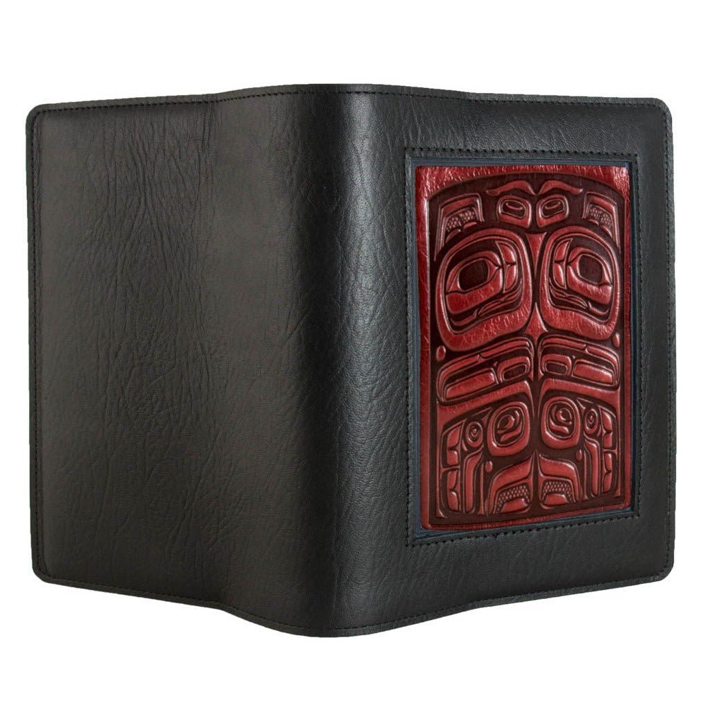 Oberon Design Leather Refillable Icon Journal Cover, Totem, open