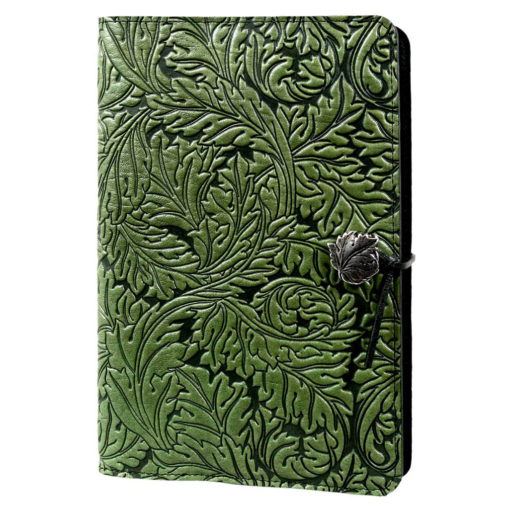 Oberon Design Leather Refillable Journal Cover, Acanthus Leaf, Fern