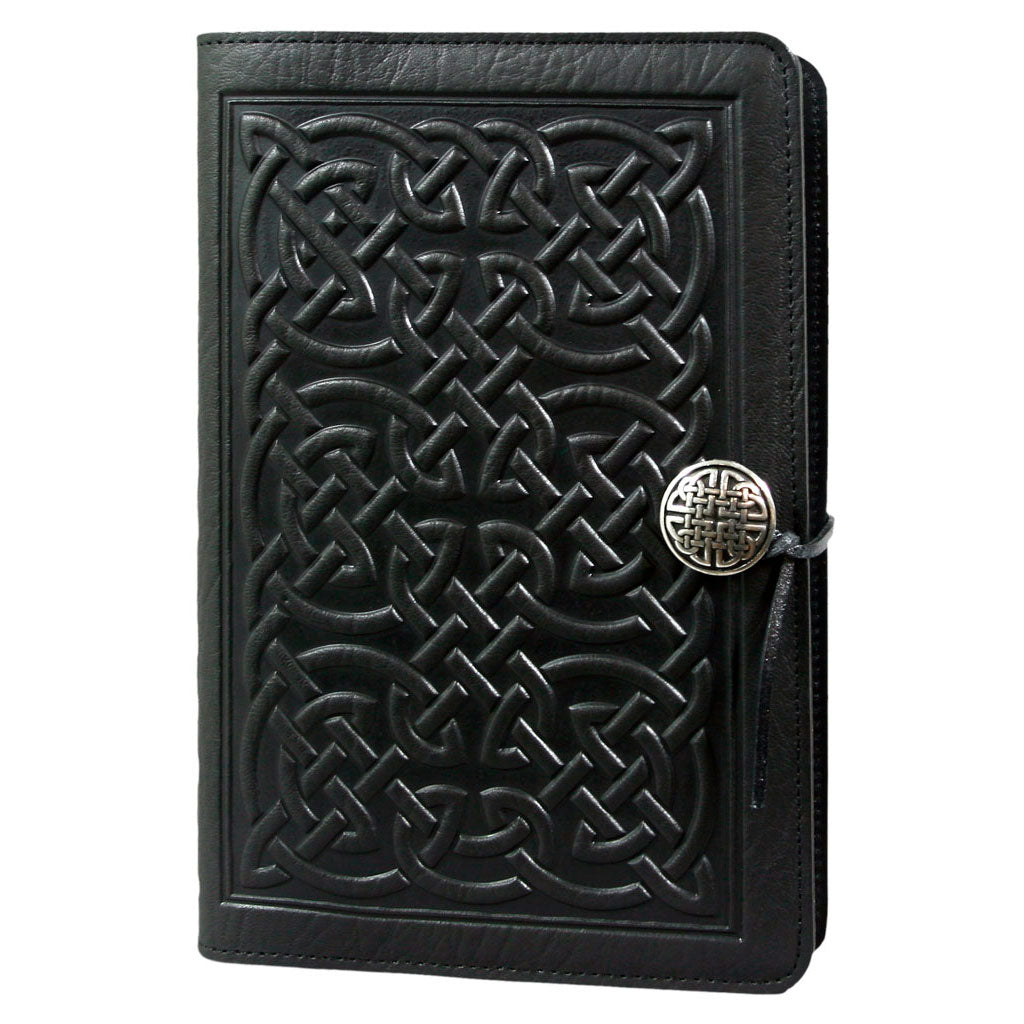 Oberon Design Leather Refillable Journal Cover, Bold Celtic, Black