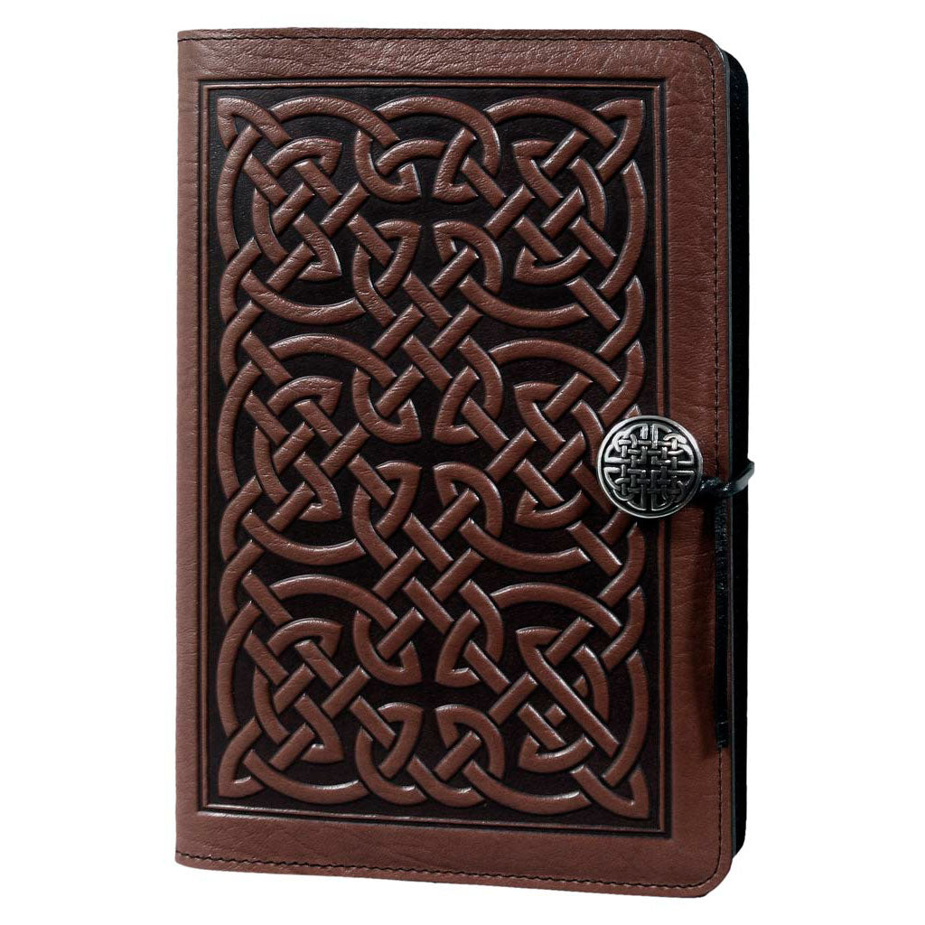 Oberon Design Leather Refillable Journal Cover, Bold Celtic, Chocolate