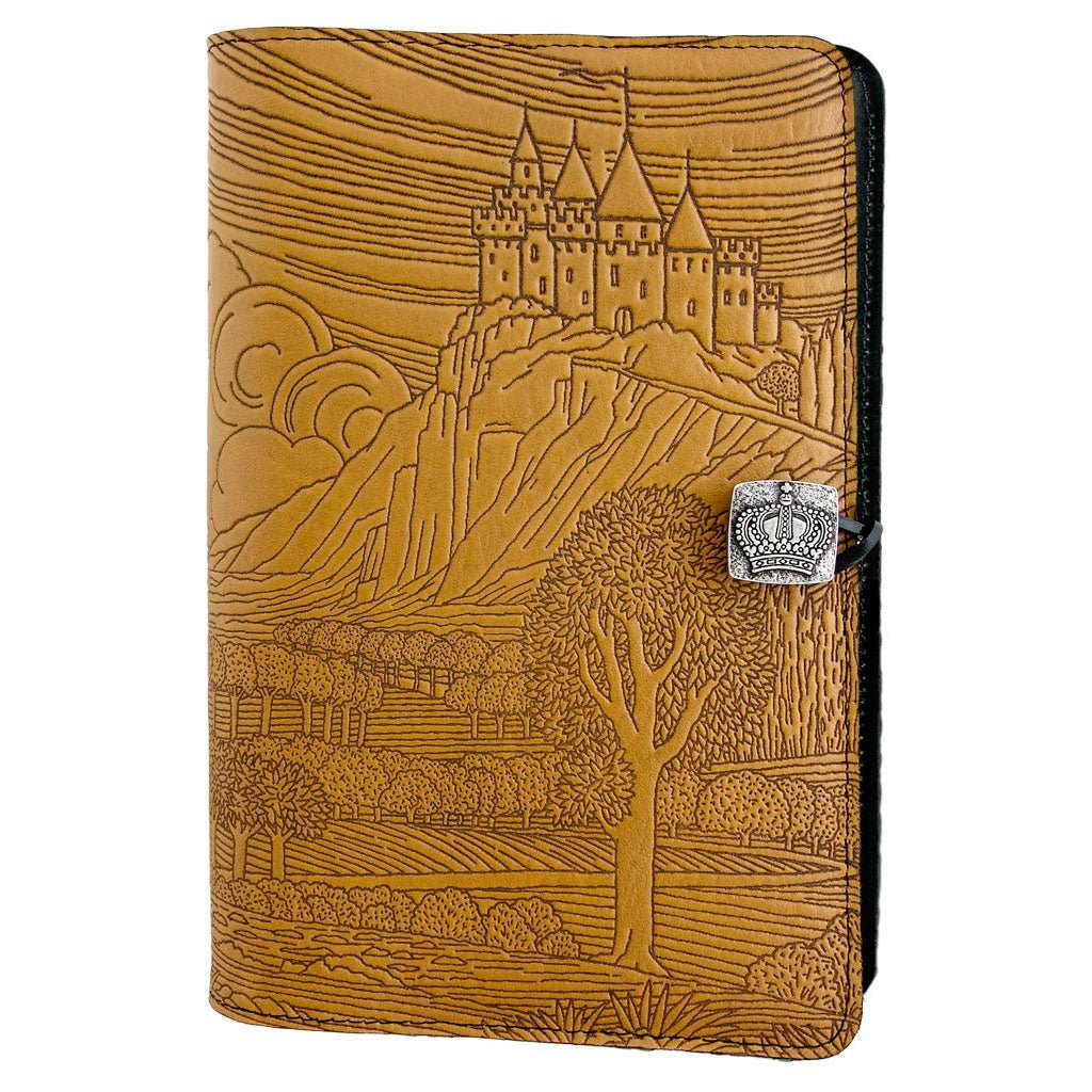 Oberon Design Leather Refillable Journal Cover, Camelot, Marigold