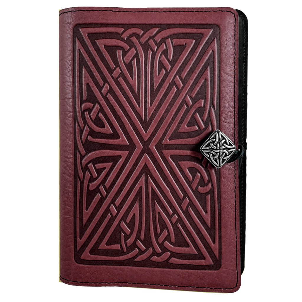 Oberon Design Leather Refillable Journal Cover, Celtic Weave, Saddle