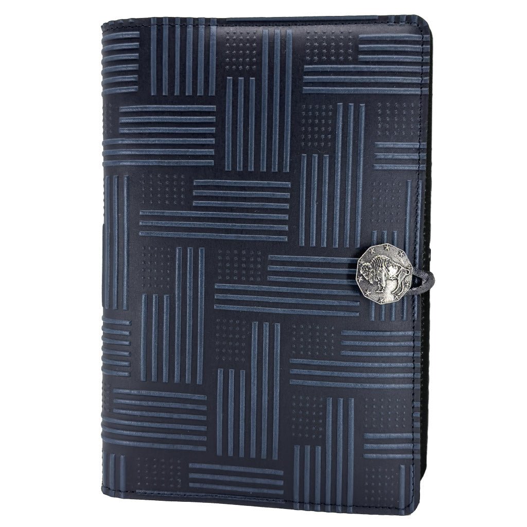 Limited Edition Large Leather Notebook Cover, American Flag, Navy