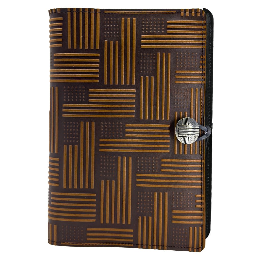 Limited Edition Large Leather Notebook Cover, American Flag, Saddle