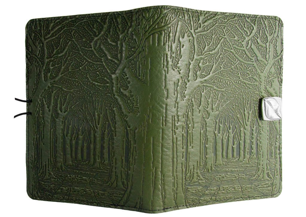 Leather Cover, Case for Kindle e-Readers, Avenue of Trees, Fern - Open