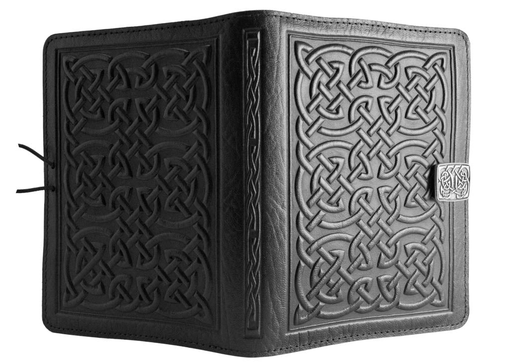 Genuine leather cover, case for Kindle e-Readers, Bold Celtic, Black - Open