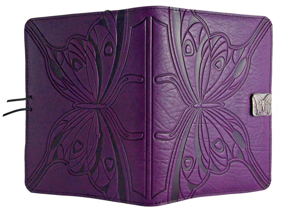 Genuine leather cover, case for Kindle e-Readers, Butterfly, Orchid - Open