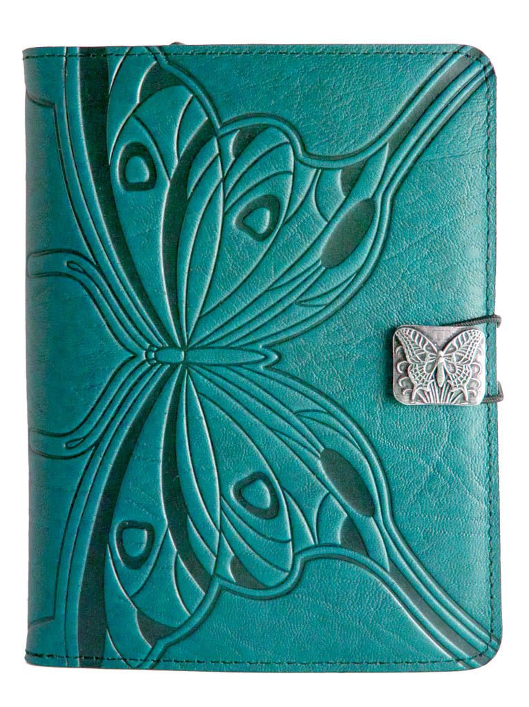 Genuine leather cover, case for Kindle e-Readers, Butterfly, Teal