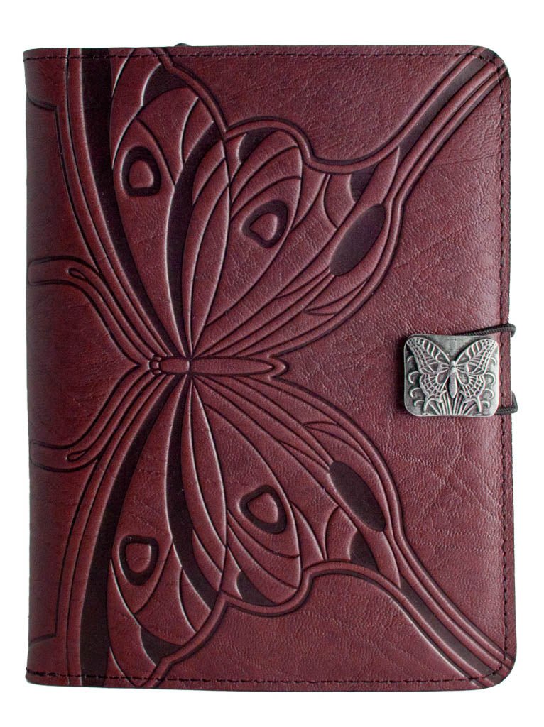 Genuine leather cover, case for Kindle e-Readers, Butterfly, Wine
