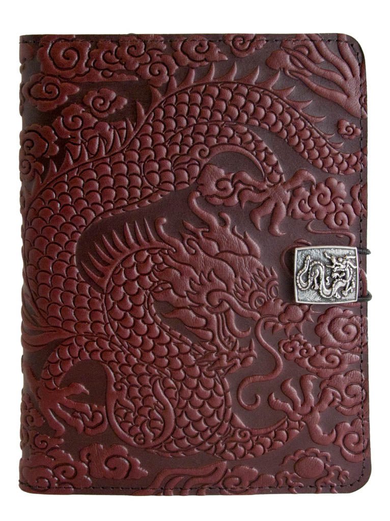 Genuine leather cover, case for Kindle e-Readers, Cloud Dragon, Wine