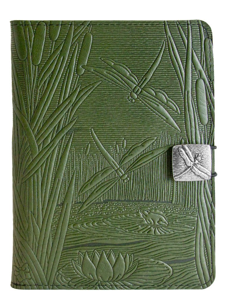 Genuine leather cover, case for Kindle e-Readers, Dragonfly Pond, Fern