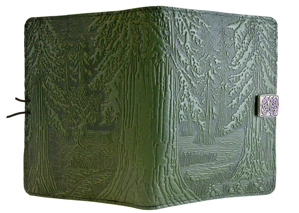 Genuine leather cover, case for Kindle e-Readers, Forest, Fern - Open