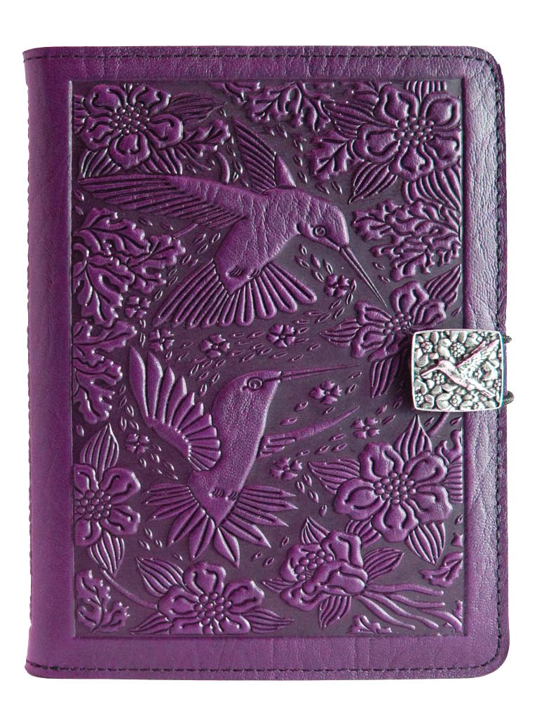 Genuine leather cover, case for Kindle e-Readers, Hummingbirds, Orchid