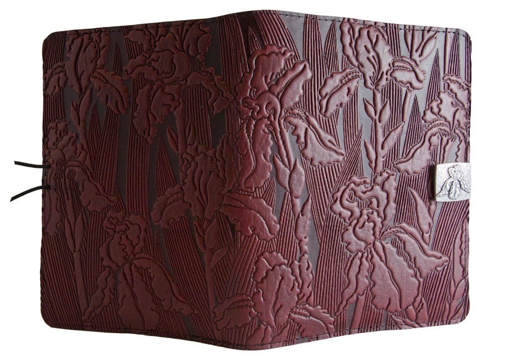 Genuine leather cover, case for Kindle e-Readers, Iris, Wine - Open
