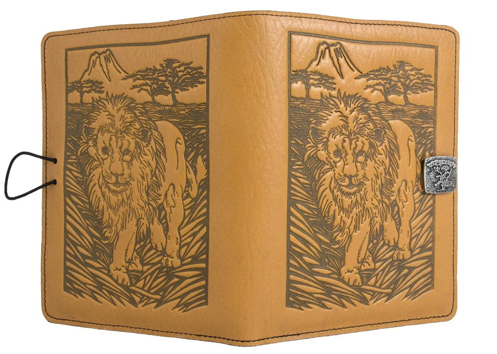 Genuine leather cover, case for Kindle e-Readers, Lion, Marigold - Open