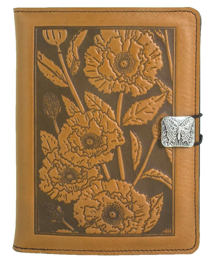 Genuine leather cover, case for Kindle e-Readers, Oriental Poppy, Marigold